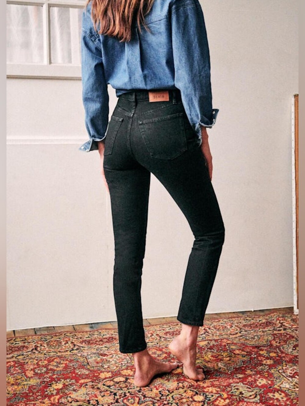 SÉZANE JEANS Washed Black Size 27 99% Cotton Tapered Leg Designer High Waist